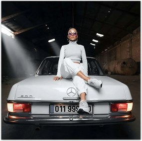 Poszterek 70x70 Fehér klasszikus Mercedes 200