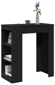 fekete szerelt fa tárolórekeszes bárasztal 95 x 47 x 103,5 cm