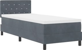 vidaXL LED Box Spring Ágy matracmal Sötétszürke 80 x 200 cm Bársony