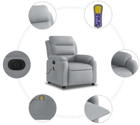 vidaXL világosszürke szövet dönthető elektromos masszázsfotel