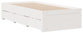 fehér tömör fenyőfa fiókos ágykeret matrac nélkül 90 x 200 cm