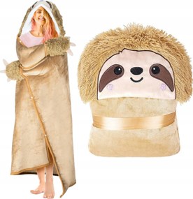 Kapucnis És Ujjas Meleg Takaró Ajándék Bézs Lajhár Ágytakaró