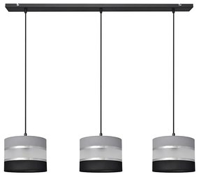 Csillár zsinóron HELEN 3xE27/15W/230V fekete/szürke/ezüst