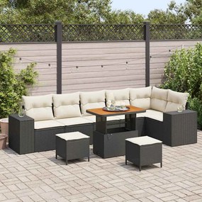 Kerti Kanapé Szett 9 pcs Fekete és Krém 90 x 55 x 71 cm