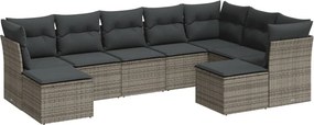 vidaXL 9 részes szürke polyrattan kerti ülőgarnitúra párnákkal