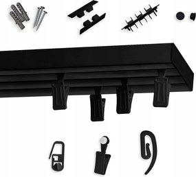 Mennyezeti függönykarnis hármas Fekete Pvc 340 cm béka mennyezeti sín