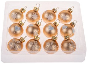 Glimmer Collection üvegdíszek, arany, 12 db,átmérő 3 cm