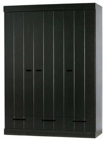 Connect fekete borovi fenyő ruhásszekrény borovi fenyő konstrukcióval, szélesség 140 cm - WOOOD