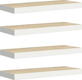 vidaXL 4 db tölgyszínű és fehér MDF lebegő fali polc 60x23,5x3,8 cm