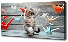 Vászonkép Cat papír madarak oc-66724934