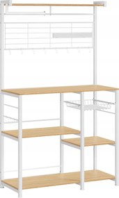 Tömör fehér-bézs konyhaszekrény mágneses léccel 5 polccal 167,3 cm