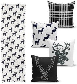 Reindeer and Stars 4 db karácsonyi párnahuzat és asztali futó szett - Minimalist Cushion Covers