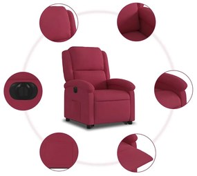 elektromos felállást segítő bordó bársony dönthető fotel
