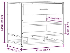 cipőpad Sonoma tölgy 60x40x53,5 cm Gépelt fa és fém