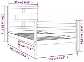 tömör fa ágykeret 100 x 200 cm
