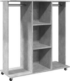 vidaXL betonszürke szerelt fa ruhásszekrény kerékkel 102 x 38 x 110 cm