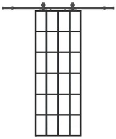 Fekete ESG üveg tolóajtó fémszerelvény-szettel 76x205 cm