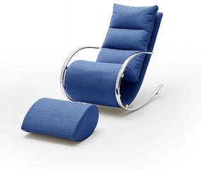 YORK Kék relax fotel - hintaszék lábtartóval