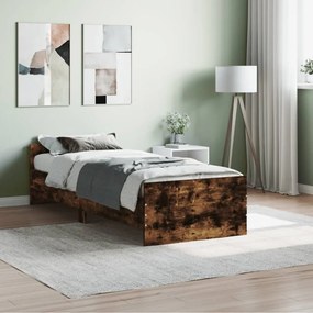 füstös tölgy színű szerelt fa ágykeret matrac nélkül 75x190 cm