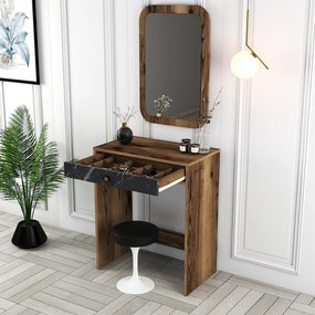 Lizbon Mirror - Walnut, Black, Marble