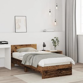 ágykeret matrac nélkül fejtámlával Viharvert fa 90x190 cm