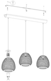 Eglo 43266 - Csillár zsinóron DEMBLEBY 1 3xE27/40W/230V