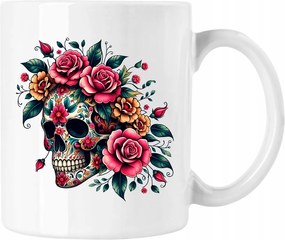 Bögre Koponya Virágok Művészet 1 Fehér 330ml