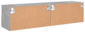 2 db betonszürke szerelt fa fali TV-szekrény 60x30x30 cm