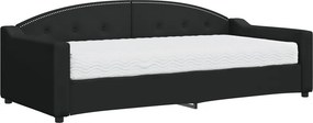 vidaXL fekete szövet kanapéágy matraccal 90 x 200 cm
