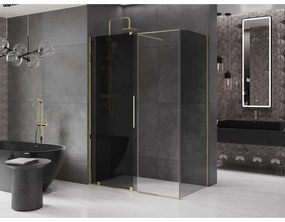 Mexen Velar, zuhanykabin tolóajtóval 150 x 70 cm, 8mm szürke üveg, arany fényes, 871-150-070-41-50