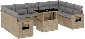vidaXL 10 részes bézs polyrattan kerti ülőgarnitúra párnával
