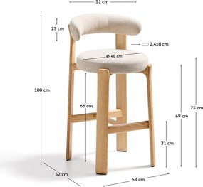 Bézs-világos natúr színű kőrisfa bárszék (ülésmagasság 75 cm) Granite – Kave Home
