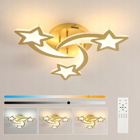 Lampa Sufitowa Plafon Led Złota Nowoczesna Sypialni Ściemnialna+pilot 30W