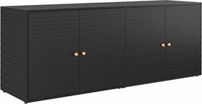 vidaXL fekete polyrattan kerti tárolószekrény 198 x 55,5 x 80 cm