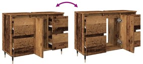 antik fa színű szerelt fa mosdószekrény 80 x 33 x 60 cm