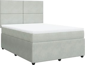 vidaXL világosszürke bársony rugós ágy matraccal 160x200 cm