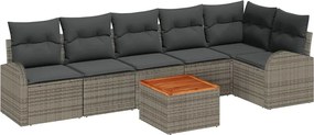 vidaXL Kerti Kanapé Szett tárolóval 7 pcs Szürke polirattan