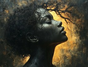 Canvas Vászonkép Nő Lány Portré Profil Fa 80x60