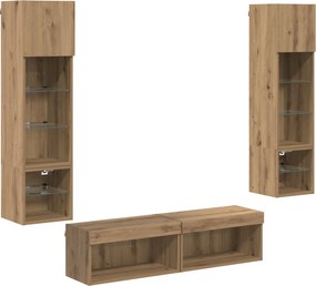 vidaXL TV faliszekrény LED -es lámpákkal 6 pcs Artisan tölgy Faanyag