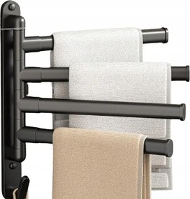 Mozgatható Törölközőtartó Rúd 4 Db Törölköző Számára, Fekete