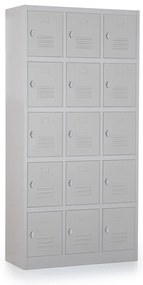 Fém szekrény - 15 doboz, 90 x 40 x 185 cm, csavaros zár, szürke - ral 7035