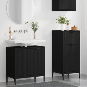 Fürdőszoba bútor szett 2 pcs Fekete 39.5 x 36 x 88 cm Faanyag