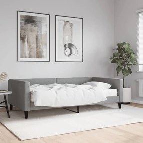világosszürke szövet kanapéágy matraccal 100 x 200 cm