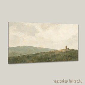 Magányos Őrtorony Vászonkép – Csendes Tájhangulat 40x23 cm