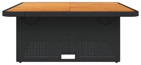fekete polyrattan és akácfa kerti asztal 110 x 110 x 71 cm