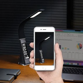 Brilagi - LED Dimmelhető asztali lámpa kijelzővel PELLE LED/7W/230V fekete