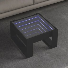 Fekete végtelen hatású LED-es dohányzóasztal 50 x 53 x 30 cm