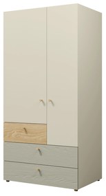 Ruhásszekrény Yoda 2 (világos bézs + olajozott tölgy + eukaliptusz). 1087367