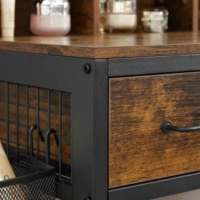 FLORA sminkasztal puffal, 28,6x42 cm, barna/fekete