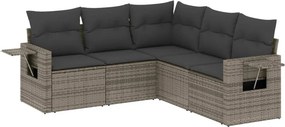 vidaXL 5 részes szürke polyrattan kerti ülőgarnitúra párnákkal